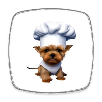 Chiot Restaurateur Chien Cuisine Yorkshire Terrier - Magnet carré - blanc - Devant