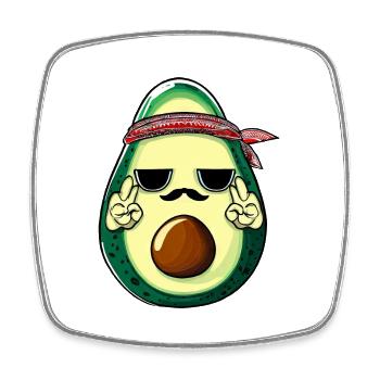 Hippie Avocado mit Bart - Viereckiger Kühlschrankmagnet - Weiß - Vorne