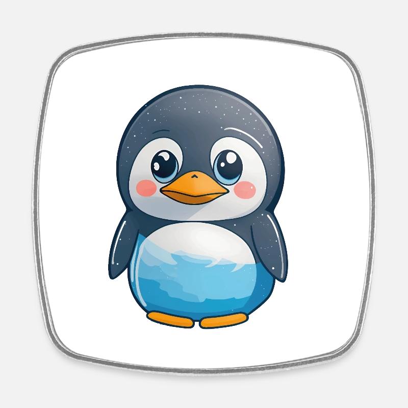 Totally cute penguin - Square fridge magnet - white