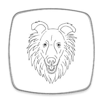 Collie Kopf - Viereckiger Kühlschrankmagnet - Weiß - Vorne