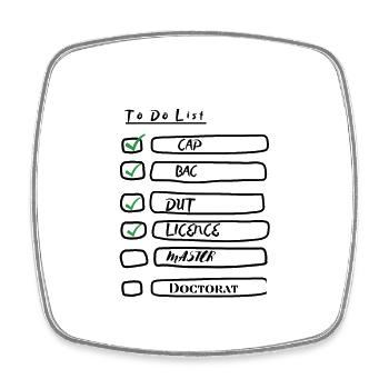 To Do List études - Magnet carré - blanc - Devant