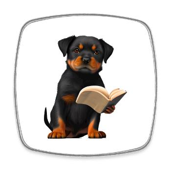 Rottweiler Buch lesen Hunde Rottweilerwelpe Hund - Viereckiger Kühlschrankmagnet - Weiß - Vorne