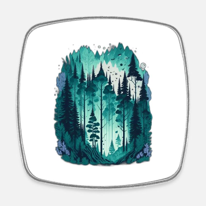 Pine forest - Square fridge magnet - white