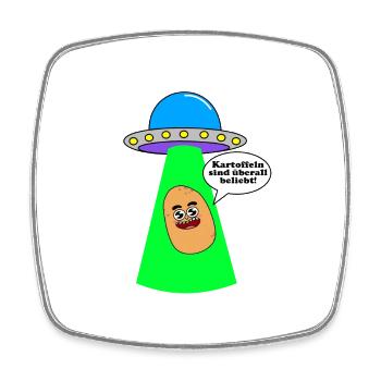 Ufo entführt Kartoffel - Viereckiger Kühlschrankmagnet - Weiß - Vorne