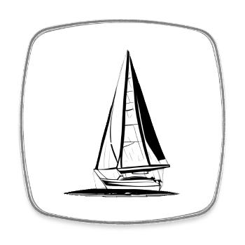 Voilier Voilier Voilier Voilier Marin - Magnet carré - blanc - Devant