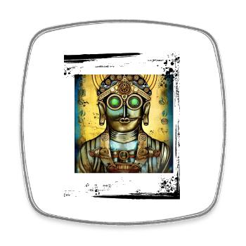 Steam Buddha - Viereckiger Kühlschrankmagnet - Weiß - Vorne