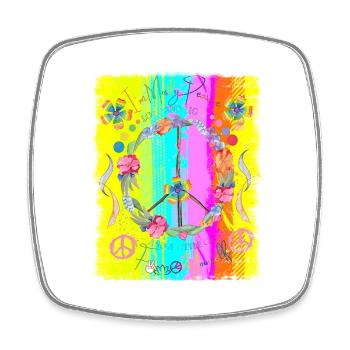 Hippie soul groovy Heure d’été Bonnes vibrations 70s 80s - Magnet carré - blanc - Devant