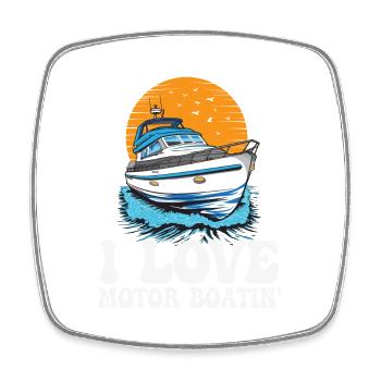 I Love Motor Boatin' Pontooning Motorboat Captain - Square fridge magnet - white - Front