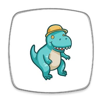 hugadino T-Rex with hat, dino, cute dinosaur - Square fridge magnet - white - Front