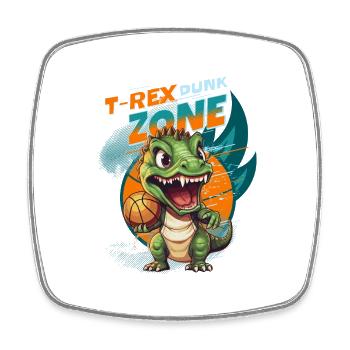Basketball Dinosaure T-Rex Animal Player Cartoon - Magnet carré - blanc - Devant