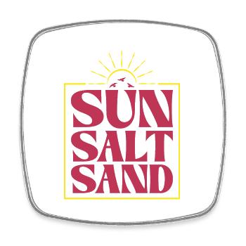 Sun Salt Sand, Sommer Sonne Strand Meer Urlaub Fun - Viereckiger Kühlschrankmagnet - Weiß - Vorne