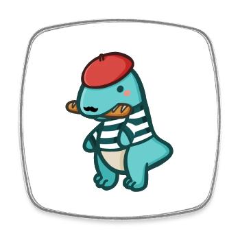 hugadino dino embrace, cute dinosaur - Square fridge magnet - white - Front