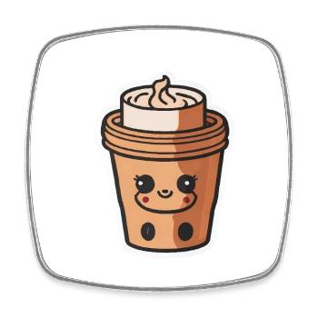 Kaffee - Viereckiger Kühlschrankmagnet - Weiß - Vorne