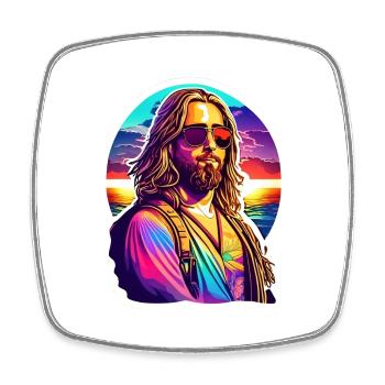 Hippie Jesus à la plage - Magnet carré - blanc - Devant