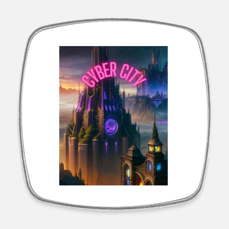 CYBER-CITÉ - Magnet carré - blanc