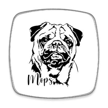 Mops Portrait Hund Hunde Wilsigns - Viereckiger Kühlschrankmagnet - Weiß - Vorne