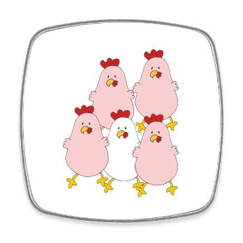 Groupe de poulets - Magnet carré - blanc - Devant