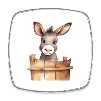 cute donkey for the donkey class in elementary school - Square fridge magnet - white - Front