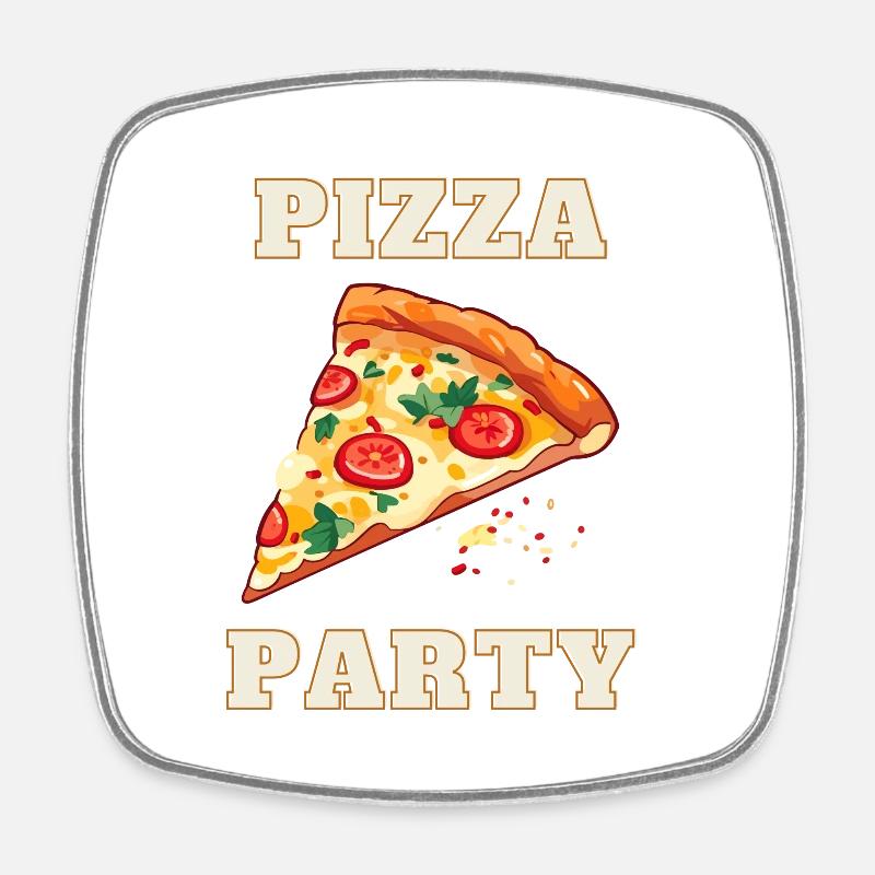 Pizza Party - Square fridge magnet - white