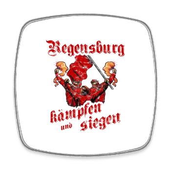 Regensburg kämpfen und siegen - Viereckiger Kühlschrankmagnet - Weiß - Vorne