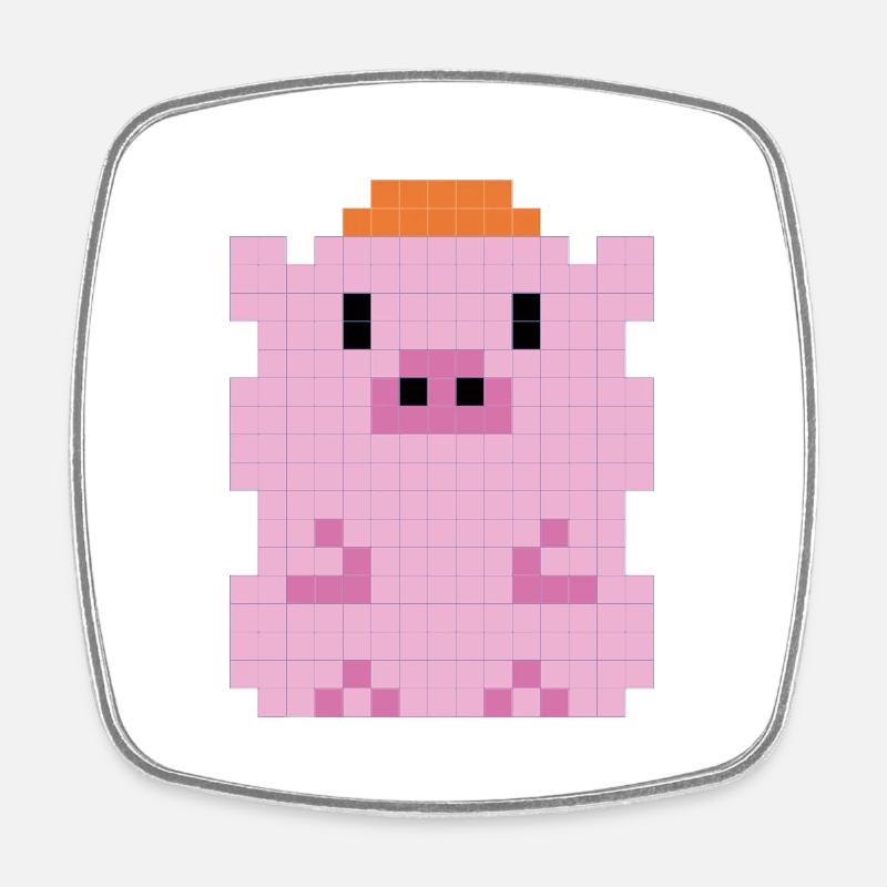 Un petit cochon avec un capuchon pixélisé - Magnet carré - blanc
