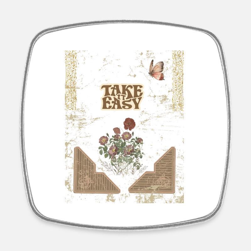 Vintage Design - TAKE IT EASY - Magnet carré - blanc