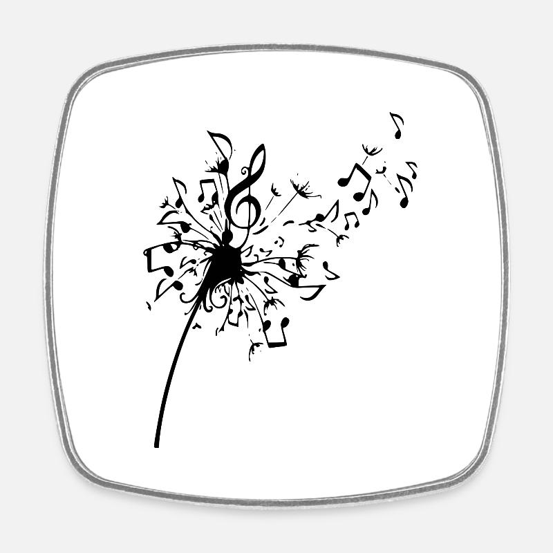 Pissenlit notes de musique - Magnet carré - blanc
