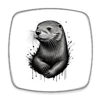 Otter - Viereckiger Kühlschrankmagnet - Weiß - Vorne