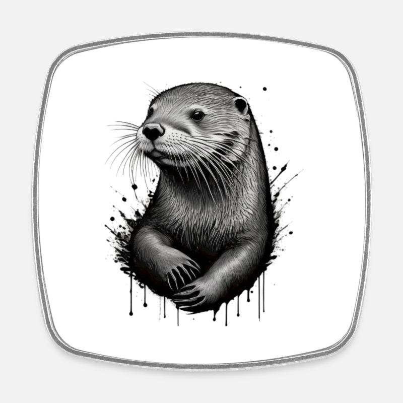 Otter - Square fridge magnet - white
