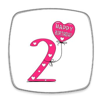 2 anniversaire Happy Birthady - Magnet carré - blanc - Devant