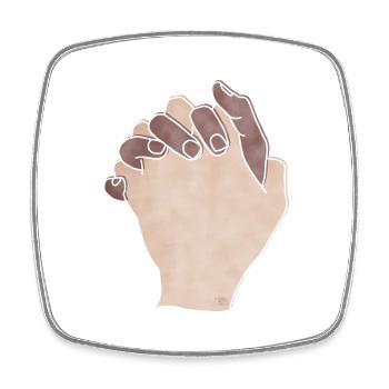 "Together Forever", Boho Line Art Design, „Hands“ - Viereckiger Kühlschrankmagnet - Weiß - Vorne