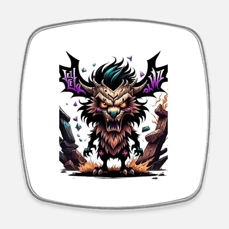 Graffiti Monster - Square fridge magnet - white