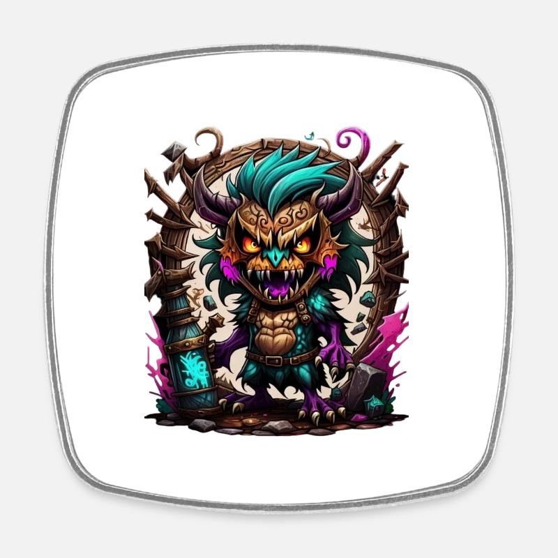 Graffiti Monster - Square fridge magnet - white