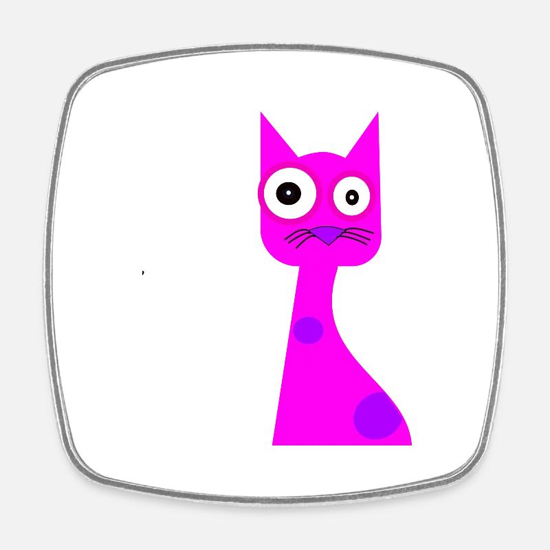 Chat - Magnet carré - blanc