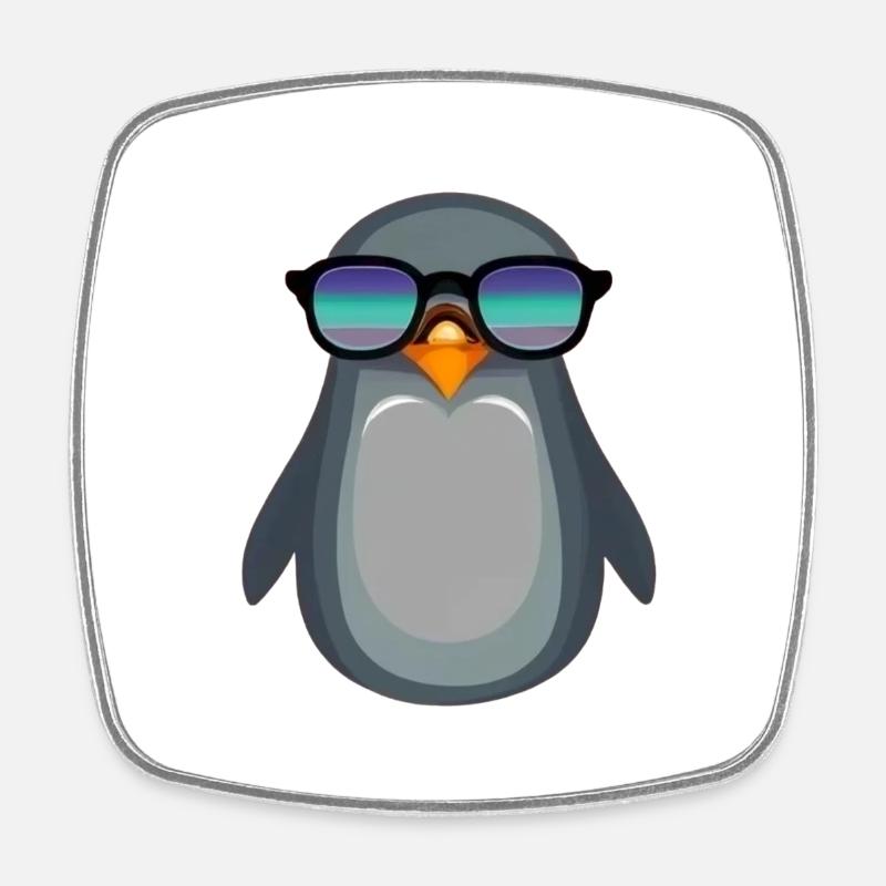 Penguin Class with Sunglasses - Square fridge magnet - white