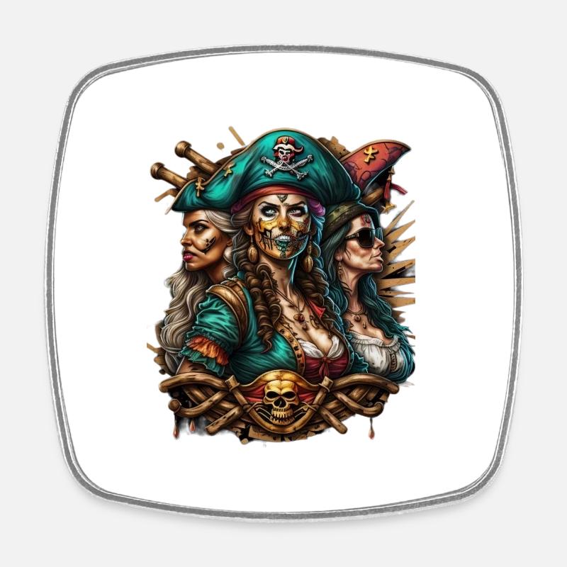 Pirates - Square fridge magnet - white