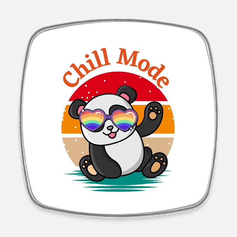 A Cute Panda Wearing Sunglasses - Square fridge magnet - white