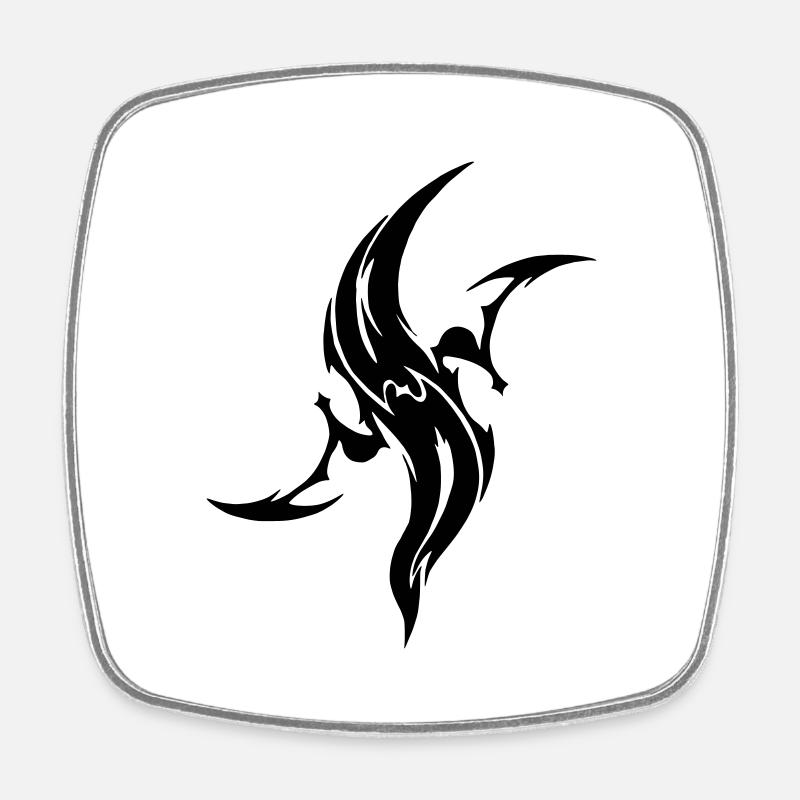 Flamme Dansante Tatouage - Magnet carré - blanc