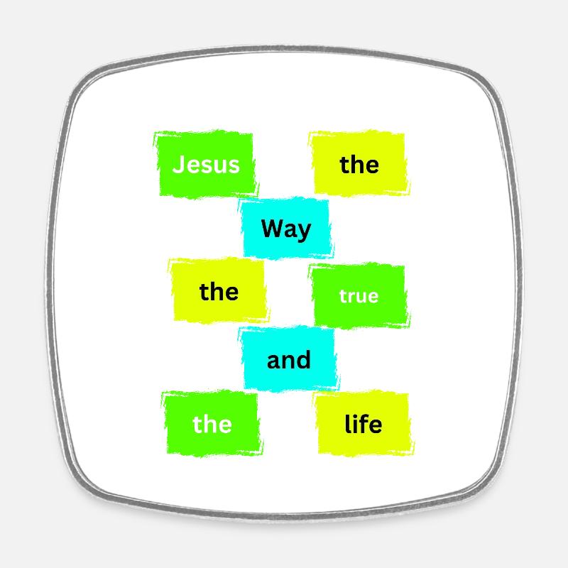 Jesus the way colour - Square fridge magnet - white