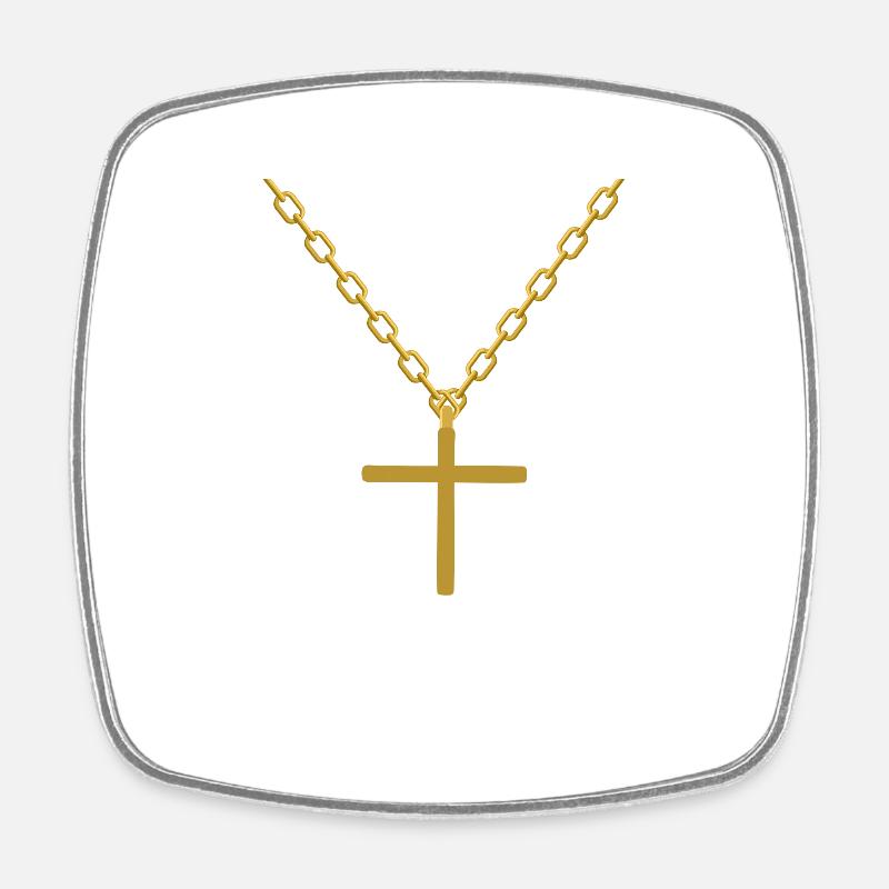 Cross chain - Square fridge magnet - white
