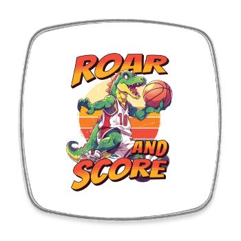 Basketball Dino T-Rex Player Sports Comic Cartoon - Square fridge magnet - white - Front