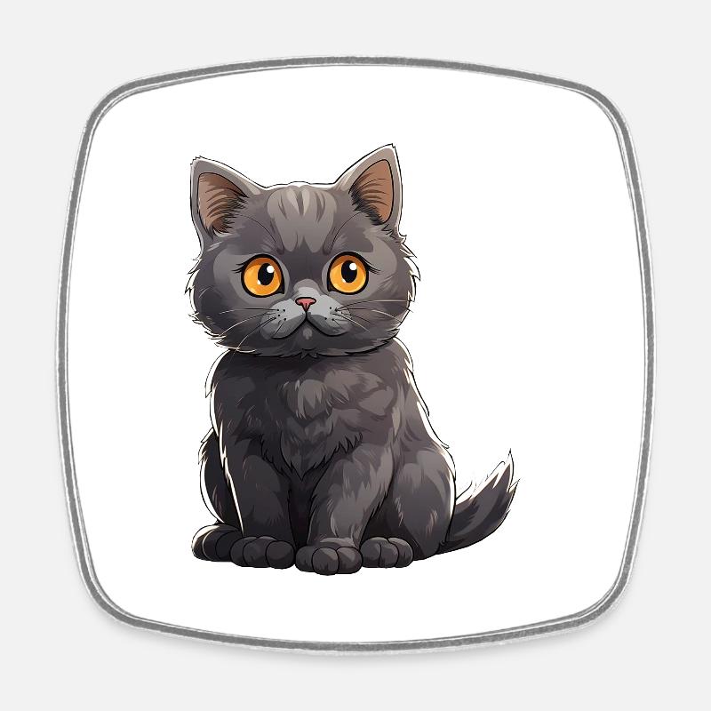 British Shorthair Cat - Square fridge magnet - white