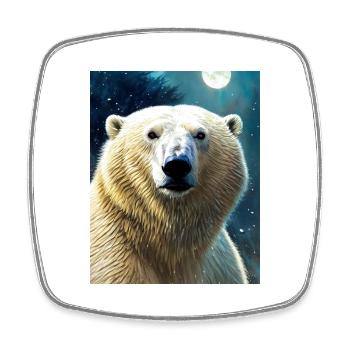 majestueux ours polaire portrait peinture animal lune - Magnet carré - blanc - Devant