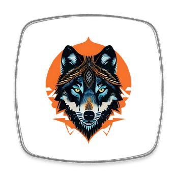 Wolf - Square fridge magnet - white - Front