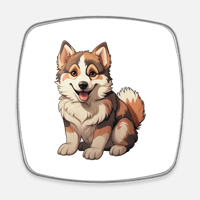 Little blonde husky puppy - Square fridge magnet - white