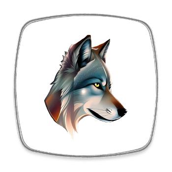 loup - Magnet carré - blanc - Devant