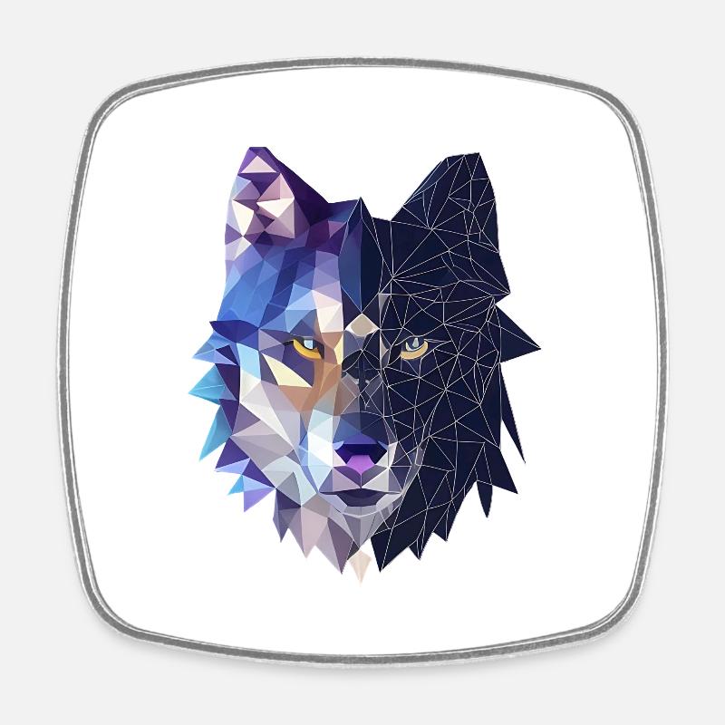 Wolf - Viereckiger Kühlschrankmagnet - Weiß