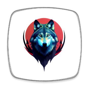 Loup - Magnet carré - blanc - Devant