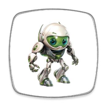 Funny Android Robot from the Pegasus Galaxy - Square fridge magnet - white - Front