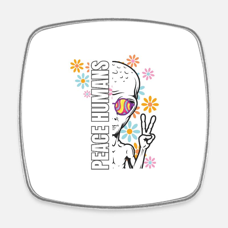 Le nouveau design Alien Hippi de Peace Human - Magnet carré - blanc
